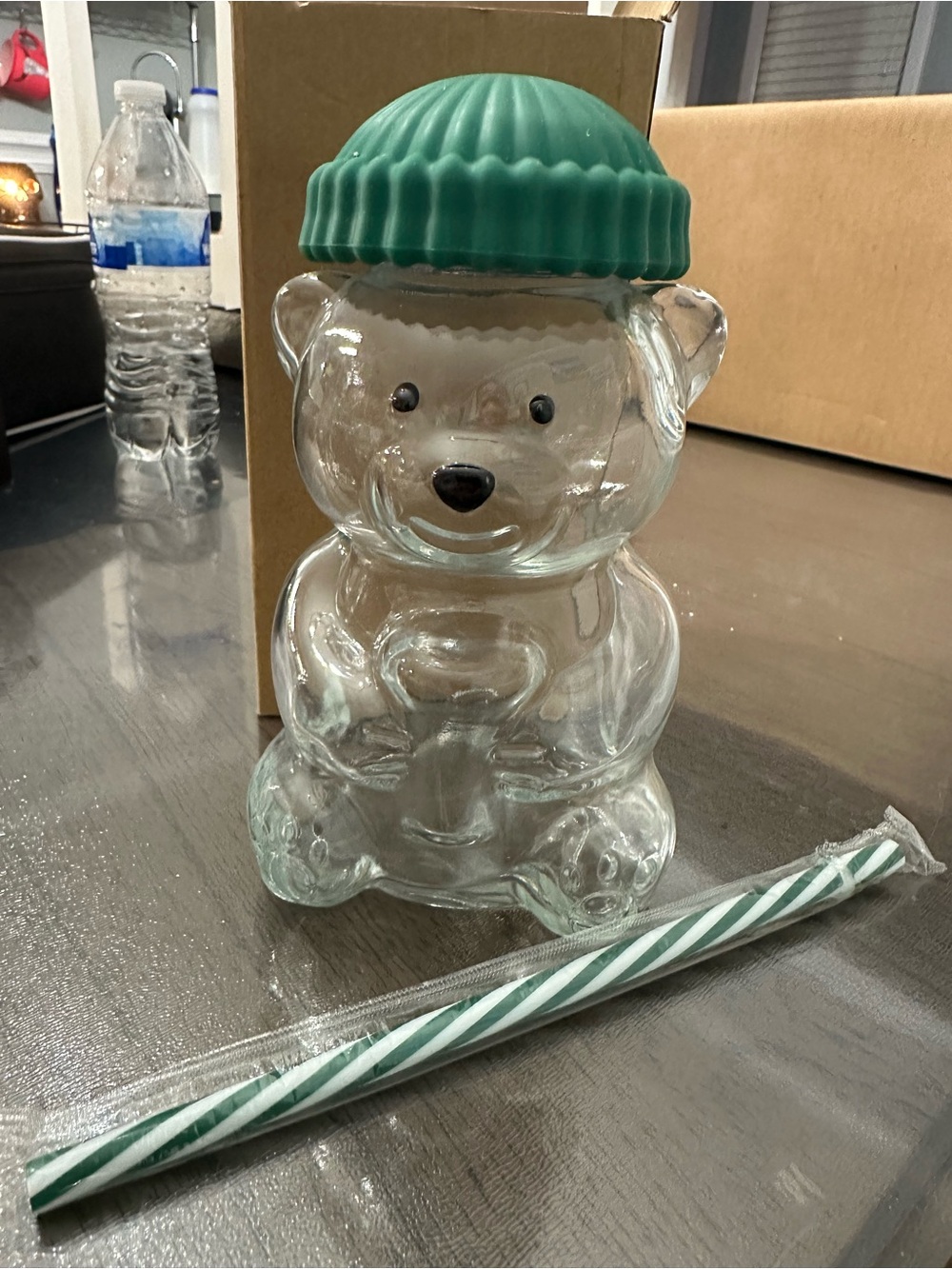 Glass Bear Tumbler with Beanie Hat